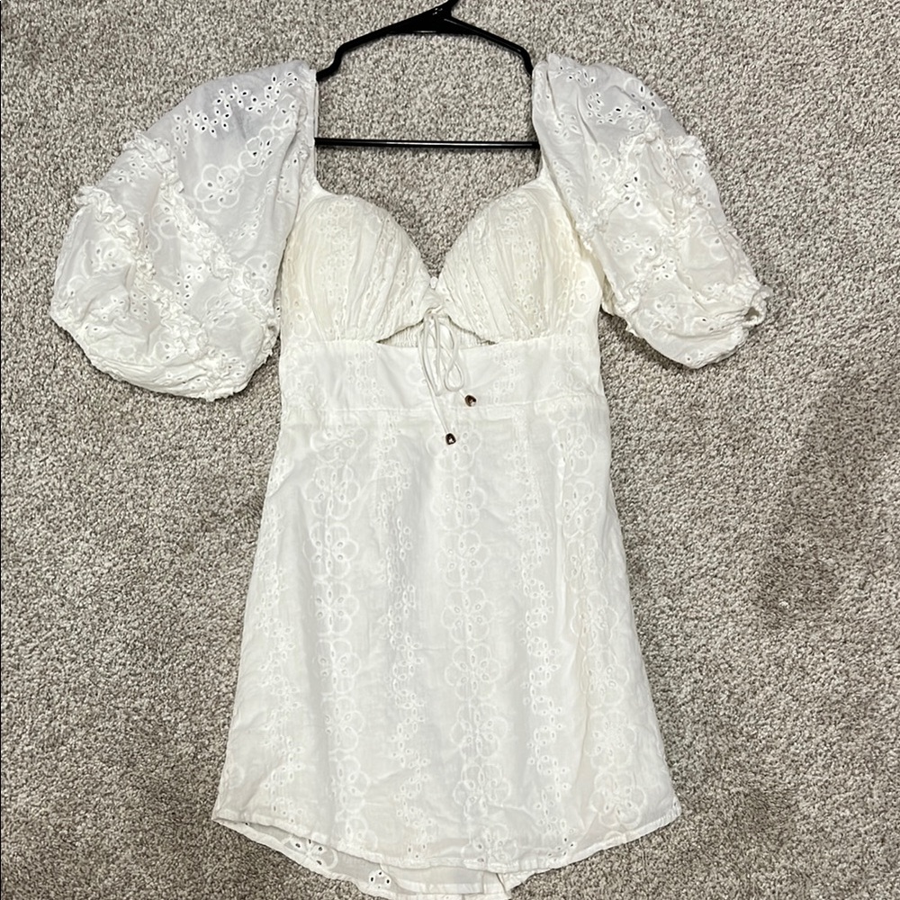 REVOLVE White Puff Sleeve Sundress